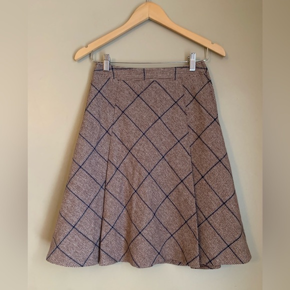 Cacharel plaid wool skirt made in France classic academia conservative plaid - Picture 1 of 7
